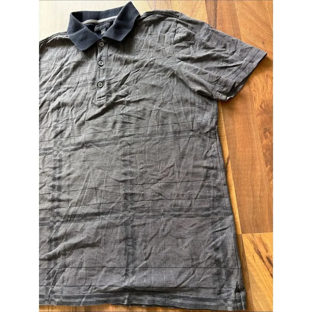 Banana Republic Men's Charcoal Polo with Black Collar Size L